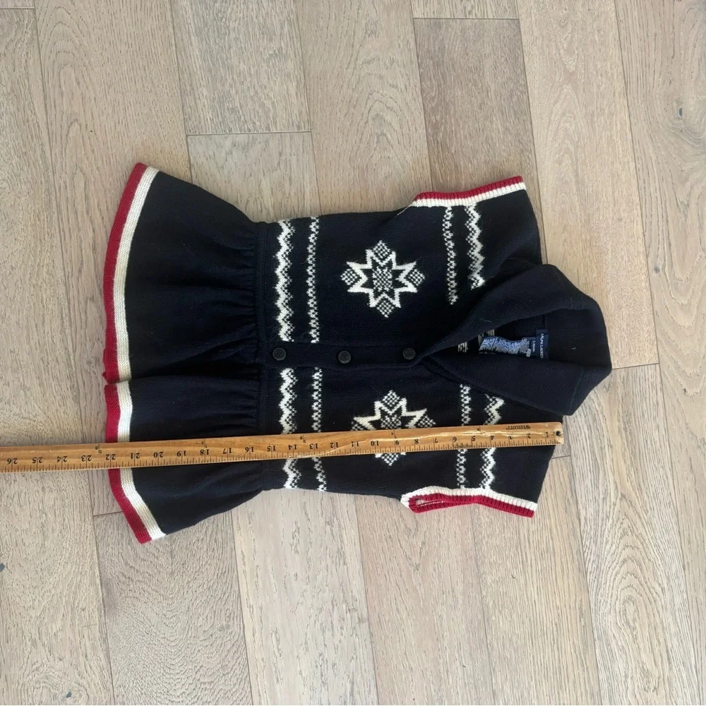 Ralph Lauren Black Knit Peplum fair isle Vest large